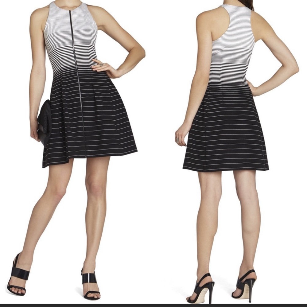 BCBGMaxAzria Black and White Ombre Stripe Dress BCBGmaxazria XXS Giuliana